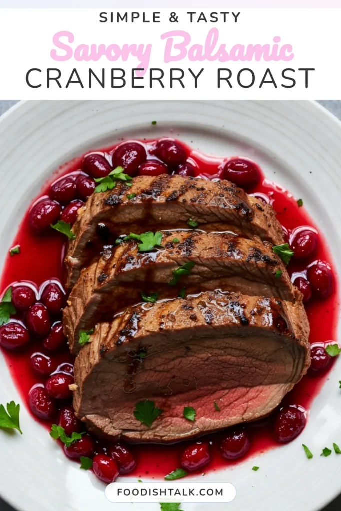 Discover the delicious Balsamic Cranberry Beef Roast, the perfect beef roast recipe for your next family dinner. This easy beef roast dinner features tender beef infused with a delightful cranberry sauce beef topping that impresses every time. With simple balsamic vinegar recipes, you'll love how easy it is to create this mouthwatering dish. Try it today and elevate your culinary skills! Save this recipe for your next meal! #BeefRoast #CranberrySauce #EasyDinner #BalsamicRecipes