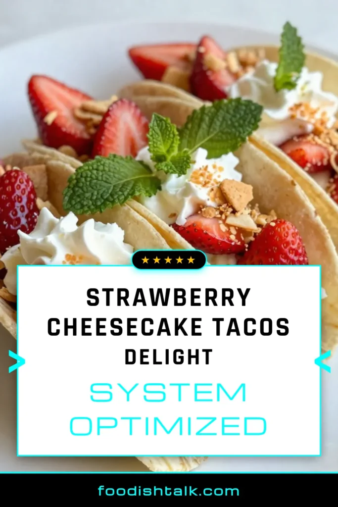 Indulge in the deliciousness of Strawberry Crunch Cheesecake Tacos, the ultimate treat for any dessert lover! These Mini Cheesecake Tacos are filled with a creamy no-bake cheesecake recipe and topped with fresh strawberries, crushed vanilla wafers, and toasted coconut flakes. This easy taco dessert is perfect for gatherings or a sweet snack. Don't miss out—try this unique twist on strawberry dessert tacos today! #StrawberryDessert #NoBakeCheesecake #EasyTacoDessert #DessertTacos