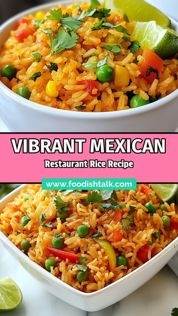 Discover this delicious Mexican restaurant rice recipe that brings the flavors of your favorite fiesta straight to your kitchen! This easy fiesta rice, cooked in flavorful chicken broth, is the perfect side dish for any meal. Enjoy a cumin chili rice recipe that will impress your family and friends. Garnish with cilantro and lime for a refreshing touch. Save this recipe for a tasty side! #MexicanRice #FiestaRice #CilantroLime #EasyRecipes