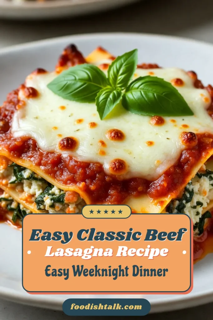 Looking for an easy lasagna recipe? Try this delicious weeknight dinner lasagna that's quick to prepare! Packed with layers of spinach lasagna goodness and a rich homemade marinara, this quick lasagna with ricotta is perfect for busy evenings. It's a crowd-pleaser that will have everyone asking for seconds. Save this easy weeknight lasagna recipe for your next family meal! #LasagnaLovers #EasyDinnerIdeas #HomemadeLasagna #SpinachRecipes