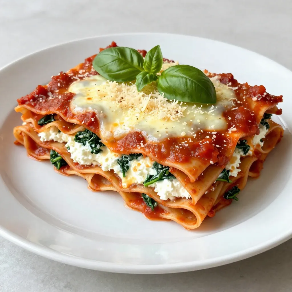To make a tasty cottage cheese lasagna, you need some key ingredients: - 9 lasagna noodles - 2 cups cottage cheese - 1 cup ricotta cheese - 2 cups shredded mozzarella cheese - 2 cups marinara sauce - 1/2 cup grated Parmesan cheese - 1 large egg - 2 cups fresh spinach, chopped - 1 teaspoon dried basil - 1 teaspoon dried oregano - Salt and pepper to taste These ingredients work together to create a creamy and delicious dish. The cottage cheese adds richness, while the marinara brings a tangy flavor. You can add extra flavors or textures to your lasagna with these optional ingredients: - Fresh basil for garnish - Ground meat (like beef or turkey) - Zucchini or mushrooms for added veggies - Different cheese, like cheddar or feta Feel free to mix and match based on what you enjoy! Before you start cooking, gather the right tools. Here’s what you need: - Large pot for boiling noodles - Mixing bowl for cheese mixture - 9x13 inch baking dish for layering - Aluminum foil to cover the dish while baking - Oven to bake your lasagna Having these items ready will help your cooking process go smoothly. Enjoy making this comforting meal! {{ingredient_image_1}} First, preheat your oven to 375°F (190°C). This step ensures the lasagna cooks evenly. Next, fill a large pot with water and add salt. Bring it to a boil. Once boiling, cook the lasagna noodles as per the package directions. Aim for al dente, which means they should still have a slight bite. After cooking, drain the noodles and set them aside. They will be ready for layering soon. Now, let’s make the cheese blend. In a big mixing bowl, combine 2 cups of cottage cheese and 1 cup of ricotta cheese. Add 1 large egg to bind everything together. Next, stir in 2 cups of chopped fresh spinach. This adds color and nutrients! Season with 1 teaspoon of dried basil, 1 teaspoon of dried oregano, and a pinch of salt and pepper. Mix well until everything is fully combined. This creamy mixture will be a star in your lasagna. Grab a 9x13 inch baking dish. Start by pouring 1 cup of marinara sauce on the bottom. This helps prevent sticking. Place 3 lasagna noodles on top of the sauce. Next, spoon half of your cheese mixture over the noodles. Spread it evenly. Then, sprinkle 1 cup of shredded mozzarella cheese on top. Pour another cup of marinara sauce over the mozzarella. Repeat this layering process with 3 more noodles, the remaining cheese mixture, and more mozzarella. Finish with the last 3 noodles, the rest of the marinara sauce, and top with the last cup of mozzarella. Finally, sprinkle 1/2 cup of grated Parmesan cheese on top. Now it’s time to bake! Cover the dish with aluminum foil and bake for 25 minutes. Remove the foil and bake for another 15 minutes. This helps the cheese bubble up and turn golden. Once done, let the lasagna rest for about 10 minutes before serving. Garnish with fresh basil if you want. Enjoy your delicious cottage cheese lasagna! To keep your lasagna from getting soggy, use these tips: - Cook your noodles al dente. This means they should be firm. They will soften more in the oven. - Drain excess moisture from ingredients. If using fresh spinach, squeeze out extra water. This helps keep your layers dry. - Layer wisely. Use a good amount of sauce, but don’t drown the noodles. It should coat them lightly. Lasagna pairs well with many sides. Here are my favorites: - Garlic bread. Its crunchy texture complements soft lasagna. - Caesar salad. The crisp greens add freshness to the meal. - Roasted vegetables. They bring color and health to your plate. Getting the cheese ratio right is key for creamy lasagna. Here’s how: - Use a mix of cheeses. Cottage cheese and ricotta add creaminess. Mozzarella gives that gooey texture. - Don’t skimp on the cheese. More cheese means more flavor. Just be careful not to overload it. - Consider adding Parmesan. It adds a sharp taste and a wonderful crust when baked. Pro Tips Use Fresh Ingredients: Always opt for fresh spinach and high-quality cheeses for the best flavor and texture in your lasagna. Layer Wisely: Ensure even distribution of the cheese mixture and sauce in each layer to avoid dry spots and enhance flavor. Let it Rest: Allowing the lasagna to rest for at least 10 minutes after baking helps it set and makes for cleaner slices. Customize Your Fillings: Feel free to add other vegetables like zucchini or bell peppers, or even cooked ground meat for added texture and flavor. {{image_2}} You can easily make a vegetarian cottage cheese lasagna. Just add more veggies. Try mushrooms, zucchini, or bell peppers. You can even use roasted eggplant for a rich flavor. For more greens, add kale or broccoli. Mix these into the cheese layer. You can keep the same marinara sauce. This way, you get a colorful and tasty dish! If you love meat, make a meat lover’s version. Ground beef or sausage both work well. Brown the meat in a pan before adding it to the layers. Mix the cooked meat into the cottage cheese mix or layer it between the noodles. You can also use cooked chicken for a lighter meal. This adds protein and makes your lasagna heartier. For a gluten-free lasagna, use gluten-free noodles. Many brands offer them, and they taste great! Make sure to check the package for cooking times. You can also try thin slices of zucchini or eggplant instead of noodles. This creates a low-carb option. Just layer the slices like regular noodles. Both choices keep the dish delicious and satisfying. After you finish your meal, let the lasagna cool down. Cut it into pieces. Use an airtight container to keep the leftovers. You can store it in the fridge for up to 3 days. If you want it to last longer, freezing is a great option. To freeze cottage cheese lasagna, first, let it cool completely. Wrap the dish tightly with plastic wrap. Then, cover it with aluminum foil. This helps keep out air and prevents freezer burn. You can freeze it for up to 3 months. When you're ready to eat it, just thaw it in the fridge overnight. Reheating lasagna is simple. If you're using the oven, preheat it to 350°F (175°C). Place the lasagna in an oven-safe dish. Cover it with foil to keep it moist. Bake for about 25 minutes or until it is hot. You can also reheat individual pieces in the microwave. Just heat for 1-2 minutes, checking often to avoid overcooking. Enjoy your tasty lasagna! Yes, you can use cottage cheese instead of ricotta. Cottage cheese adds a nice texture. It also has a similar flavor. Mixing it with an egg makes it creamy. This swap keeps the dish light and tasty. You can store homemade lasagna in the fridge for about 3 to 5 days. Make sure to cover it well. Use plastic wrap or aluminum foil to keep it fresh. Reheat individual portions in the microwave or oven before serving. If you don’t have fresh spinach, try using frozen spinach. Just thaw and drain it well first. You can also use kale or Swiss chard as a substitute. Both will add great flavor and nutrients to your lasagna. Cottage cheese lasagna is easy and fun to make. You learned the key ingredients, how to layer them, and tips to avoid soggy layers. You can customize the recipe with different meats or veggies. Remember to properly store any leftovers for later enjoyment. Using the right techniques can make your lasagna both delicious and satisfying. Try making it your way, and enjoy sharing it with friends and family. Happy cooking!