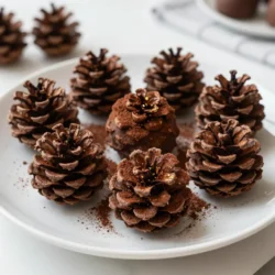 To create Pine Cone Chocolate Truffles, gather the following ingredients: - 8 ounces dark chocolate (70% cocoa), chopped - 1/2 cup heavy cream - 1 teaspoon vanilla extract - 1/4 teaspoon sea salt - 1/2 cup finely crushed almonds or walnuts (for pine cone texture) - 1/4 cup unsweetened cocoa powder (for dusting) - Edible gold or silver dust (optional, for decoration) These ingredients come together to make rich and delicious truffles. The dark chocolate gives a deep flavor, while the heavy cream adds creaminess. Vanilla and sea salt enhance the taste. The crushed nuts create that fun pine cone look. Finally, cocoa powder and optional edible dust add flair. Make sure to use high-quality chocolate for the best taste. Feel free to adjust the nuts based on your preference. This recipe is simple yet rewarding. You will impress everyone with your homemade treats! {{ingredient_image_1}} To melt the chocolate, use a double boiler method. Place a heatproof bowl over a pot of simmering water. Make sure the bowl does not touch the water. Add chopped dark chocolate and heavy cream to the bowl. Stir slowly until the chocolate melts and becomes smooth. This step is crucial. It ensures a creamy texture that binds the truffles. Once the chocolate is melted, take it off the heat. Add one teaspoon of vanilla extract and a quarter teaspoon of sea salt. Stir well to mix everything together. This will give your truffles a rich flavor that people will love. Next, let the chocolate mixture cool to room temperature. Once it cools, cover the bowl with plastic wrap. Place it in the refrigerator for about two hours. This chilling will help firm the mixture, making it easier to scoop and shape later. After chilling, use a small scoop or your hands to take about a tablespoon of the mixture. Roll it into a ball. Aim for a rustic look, similar to a pine cone. The uneven shape adds to the charm of each truffle. Next, roll each chocolate ball in finely crushed nuts. You can use almonds or walnuts for this step. The crushed nuts will create a great texture, mimicking the look of pine cones. Make sure each truffle is well-coated. For extra flavor and a nice finish, dust each truffle with unsweetened cocoa powder. Use a light hand to get an even coat. If you want to make it special, you can add edible gold or silver dust. This will give your truffles an elegant shine. Finally, place the truffles on a parchment-lined tray. Refrigerate them for another 30 minutes. This final chilling is important. It helps the truffles hold their shape and makes them perfect for serving. To mimic a pine cone look, shape the truffles by rolling them into a rustic form. Use your hands for a more organic shape. If you want extra help, a small scoop can make the process easier. Aim for uneven edges to add to the pine cone vibe. For a twist, try adding a teaspoon of espresso powder. It gives a nice coffee flavor to the truffles. You can also play with different types of chocolate. Dark chocolate gives a rich taste, while milk chocolate offers a sweeter note. Each choice changes the flavor profile. Present the truffles on a festive plate to impress your guests. Set them in a pine cone shape for a fun touch. You can also add fresh pine needles or a sprinkle of powdered sugar to mimic snow. For drinks, pair the truffles with a nice red wine or hot cocoa. It creates a cozy treat for any gathering. Pro Tips Quality Chocolate Matters: Use high-quality dark chocolate to enhance the flavor of your truffles. The better the chocolate, the richer the taste! Chill Time is Key: Allow the chocolate mixture to chill thoroughly to make shaping the truffles easier. If the mixture is too soft, it will not hold its shape. Experiment with Coatings: Try using different nuts or even crushed cookies for a unique texture. You can also roll the truffles in shredded coconut for a tropical twist. Presentation Matters: Arrange the truffles creatively on a platter. Use decorative elements like fresh pine needles or festive ribbons to enhance the visual appeal. {{image_2}} You can change the look and taste of your pine cone chocolate truffles by using different nuts. Try pecans, hazelnuts, or even pistachios for unique flavors. You can also add colorful sprinkles for fun. For a twist, use flavor-infused coatings like matcha powder or shredded coconut. Both options give your truffles a new taste and fun texture. If you want to make these truffles vegan, swap the heavy cream for coconut cream. Use dairy-free chocolate too. For a gluten-free version, ensure your nuts and cocoa powder are certified gluten-free. These changes let everyone enjoy your delicious truffles without worry. To make your truffles feel festive, add spices for winter flavors. A pinch of cinnamon or nutmeg gives a warm taste. For other holidays, decorate with colored icing or seasonal sprinkles. You can even shape them like small hearts or stars for Valentine's Day or Christmas. These small changes make your truffles perfect for any occasion. To keep your pine cone chocolate truffles fresh, store them in the fridge. Place them in an airtight container. This helps prevent them from drying out or absorbing odors. If you want to freeze them, use a freezer-safe container. They can last up to three months in the freezer. Just remember to let them thaw in the fridge before enjoying! Homemade truffles can last about one week in the fridge. If you store them properly, they maintain their great taste and texture. However, for the best flavor, enjoy them within the first few days. The longer they sit, the more they lose their charm. If you prefer to buy pre-made pine cone chocolate truffles, check local gourmet stores or bakeries. Many shops offer seasonal treats, especially around the holidays. You can also search online for specialty shops that deliver. To keep your truffles firm, start with cold hands. Warm hands melt chocolate. Chill the chocolate mixture well before shaping. After rolling, place them back in the fridge. This helps them firm up. Avoid leaving them out too long. Serve them chilled for the best shape. Yes, you can make these truffles ahead of time. Prepare the truffles and chill them. Store them in an airtight container in the fridge. They stay fresh for up to two weeks. Just remember to dust with cocoa right before serving for the best look. You can try many flavors! Here are some ideas: - Add espresso powder for a coffee kick. - Mix in orange zest for a citrus twist. - Use peppermint extract for a minty flavor. - Try almond or hazelnut liqueur for a nutty touch. Experimenting can lead to fun new tastes! Yes, kids can definitely help! They can scoop the chocolate and roll the truffles. Make sure they wash their hands first. Keep sharp tools and hot surfaces away from them. Supervise closely during the process. It makes a great family activity! You’ve learned the key steps to make delicious chocolate truffles. From selecting the right ingredients to perfecting your technique, every detail counts. Experiment with flavors and coatings to express your creativity. Remember to chill your truffles well for the best texture. With these tips, you can impress friends or treat yourself. So, gather your ingredients and start crafting your sweet creations. Enjoy the process as much as the tasty results!