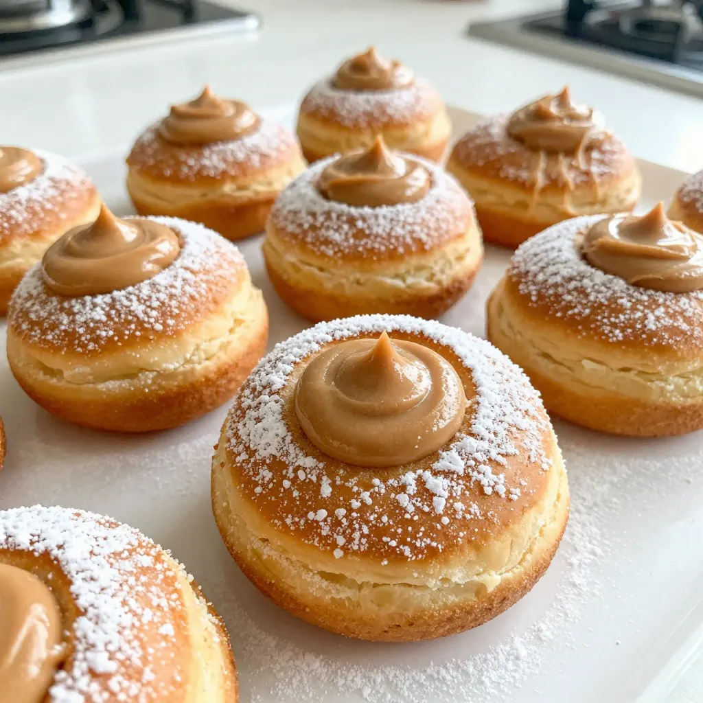 To make these tasty doughnuts, gather these key items: - 1 cup all-purpose flour - 1/2 cup brown sugar - 1 tsp baking powder - 1/2 tsp baking soda - 1/2 tsp ground cinnamon - 1/4 tsp ground nutmeg - 1/4 tsp salt - 1/2 cup buttermilk (or milk + 1/2 tsp vinegar) - 1/4 cup unsweetened applesauce - 1 large egg - 1 tsp vanilla extract - 1/4 cup creamy speculoos spread (for filling) - Powdered sugar (for dusting) These ingredients create a rich, flavorful doughnut. The speculoos spread adds a unique taste that shines through. You can get creative with toppings and fillings. Here are some ideas: - Chocolate glaze for a sweet finish - Crushed cookies for added crunch - Whipped cream for a light touch - Fresh fruit for a burst of flavor These additions can take your doughnuts to the next level. Try mixing and matching to find your favorite! If you need to swap out ingredients, here are some easy options: - Use whole wheat flour for a healthier base. - Maple syrup can replace brown sugar for a different sweetness. - Yogurt can work instead of buttermilk. - Applesauce can be swapped with mashed bananas. These substitutions keep the doughnuts tasty while catering to your needs! {{ingredient_image_1}} First, heat your oven to 350°F (175°C). This step warms the oven and makes the doughnuts rise well. Next, take your doughnut pan and lightly spray it with cooking spray. This helps the doughnuts come out easily after baking. In a large bowl, add the dry ingredients. Combine 1 cup of all-purpose flour, 1/2 cup of brown sugar, 1 tsp of baking powder, 1/2 tsp of baking soda, 1/2 tsp of ground cinnamon, 1/4 tsp of ground nutmeg, and 1/4 tsp of salt. Whisk them together until they are well mixed. This mix gives your doughnuts a nice flavor. Now, in another bowl, gather your wet ingredients. You need 1/2 cup of buttermilk, 1/4 cup of unsweetened applesauce, 1 large egg, and 1 tsp of vanilla extract. Mix these until smooth. This mix adds moisture and richness to the doughnuts. Pour the wet mix into the dry mix. Stir gently until just combined. Be careful not to overmix; this keeps the doughnuts light and fluffy. Next, grab a piping bag or a plastic bag with one corner cut off. Fill it with the batter. Pipe the batter halfway into each doughnut cavity. Now, add a dollop of speculoos spread right in the center. Top with more batter, filling each cavity about 3/4 full. Place the filled pan in the oven. Bake for 12-15 minutes. To check if they are done, insert a toothpick into a doughnut; it should come out clean. Once baked, let the doughnuts cool in the pan for 5 minutes. Then, transfer them to a wire rack to cool completely. After they cool, dust them with powdered sugar before enjoying! To keep your doughnuts moist, use buttermilk. Buttermilk adds richness and flavor. If you don’t have buttermilk, mix regular milk with vinegar. This swap works well. Another tip is to add unsweetened applesauce. It brings extra moisture without making the doughnuts heavy. For the best texture, don’t overmix the batter. Mix until just combined. If you stir too much, the doughnuts become tough. Use a piping bag to fill the doughnut pan. This method helps you control the amount of batter. It also keeps the doughnuts light and airy. When filling your doughnuts, make sure to add the speculoos spread in the center. Fill the pan halfway, add the spread, and cover it with more batter. This way, each doughnut has a tasty surprise inside. Fill each cavity about three-quarters full to avoid overflow. Pro Tips Use Fresh Spices: Ensure your ground spices like cinnamon and nutmeg are fresh for the best flavor in your doughnuts. Check Doneness: To avoid overbaking, check the doughnuts a minute or two before the suggested time by inserting a toothpick. Cooling Rack is Key: Transfer the doughnuts to a wire rack to cool completely, which prevents them from becoming soggy. Experiment with Fillings: Try different fillings like chocolate or peanut butter for a unique twist on this recipe. {{image_2}} You can make baked speculoos doughnuts even more fun by trying different fillings. Instead of creamy speculoos spread, use: - Nut butter (like almond or peanut) - Chocolate ganache - Fruit jam (like raspberry or strawberry) - Cream cheese frosting Just add a spoonful of your chosen filling into the doughnut before baking. This twist adds new flavors and textures. Experimenting can help you find your favorite! If you want a healthier doughnut, you can make some easy swaps. Try these ideas: - Use whole wheat flour instead of all-purpose flour. - Replace brown sugar with coconut sugar or honey. - Substitute the buttermilk with almond milk or oat milk. - Add more applesauce to reduce sugar and fat. These changes keep your doughnuts tasty while making them a bit healthier. You still get to enjoy that warm, spiced flavor! To elevate your speculoos doughnuts, think about adding spices and extracts. Some ideas are: - A pinch of ground ginger for extra warmth. - A dash of allspice for depth. - A splash of maple extract for sweetness. Adding these flavors can make your doughnuts even more special. Each spice brings its own taste, turning a simple treat into a gourmet delight. Don’t be afraid to mix and match! To keep your baked Speculoos doughnuts fresh, store them in an airtight container. This helps keep them moist. You can keep them at room temperature for up to three days. If you want them to last longer, consider refrigerating them. Just be aware that refrigeration may change their texture slightly. You can freeze your doughnuts to enjoy later. First, let them cool completely. Then, wrap each doughnut in plastic wrap. Place them in a freezer bag or container. Label the bag with the date. They can stay fresh in the freezer for up to three months. When you are ready to eat them, just thaw them at room temperature. To enjoy your doughnuts warm, you can reheat them in the oven or microwave. For the oven, preheat it to 350°F (175°C). Place the doughnuts on a baking sheet for about five minutes. If you use the microwave, warm them for about 10 to 15 seconds. This keeps them soft and tasty. Dust with powdered sugar again if you like! Speculoos flavor comes from a spiced cookie. This cookie has a rich taste of cinnamon, nutmeg, and brown sugar. It’s sweet and warm, making it perfect for desserts. The flavor adds a unique twist to baked goods, like our doughnuts. Yes, you can make these doughnuts gluten-free. Just swap the all-purpose flour for a gluten-free blend. Make sure your blend works for baked goods. This way, you can enjoy doughnuts without gluten. You can tell the doughnuts are done when a toothpick comes out clean. Insert the toothpick into the center of a doughnut. If it comes out dry, they are ready. Also, the doughnuts should feel firm but springy when touched. Yes, you can use other types of milk. If you don’t have buttermilk, mix regular milk with vinegar. Use 1/2 cup of milk and add 1/2 teaspoon of vinegar. Let it sit for a few minutes before using it in the recipe. You can prepare the batter ahead of time. Just mix the dry and wet ingredients as stated. Store the batter in the fridge for up to 24 hours. When ready, fill your doughnut pan and bake as directed. This saves time on busy days! Baked Speculoos doughnuts combine simple ingredients and fun techniques. You learned how to mix and bake these tasty treats. We covered tips for moisture and texture, plus exciting filling options. Remember, you can even freeze and reheat doughnuts for later. Enjoy making your unique flavor variations! With these steps and ideas, you’ll bake perfect doughnuts every time.
