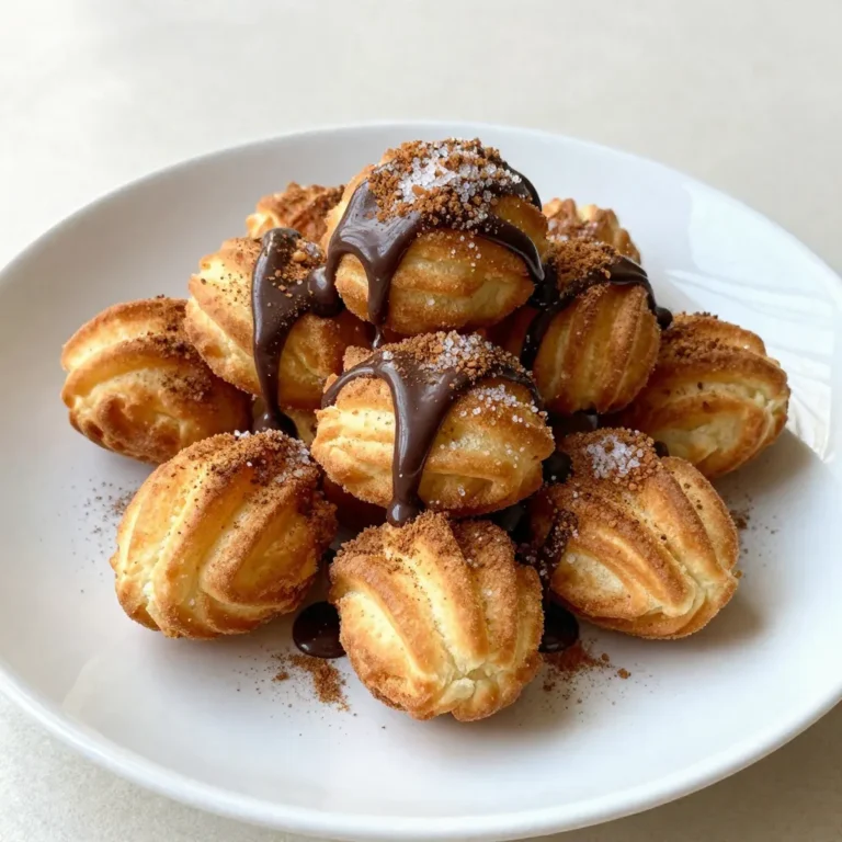 To make Easy Baked Churro Bites, gather these simple items: - 1 cup all-purpose flour - 1/2 cup water - 1/4 cup unsalted butter - 1 tablespoon sugar - 1/2 teaspoon vanilla extract - 1/2 teaspoon baking powder - 1/4 teaspoon salt - 1/4 cup granulated sugar (for coating) - 1 teaspoon ground cinnamon (for coating) For a fun twist, consider these optional items: - Chocolate sauce for drizzling You can easily swap some ingredients: - Use whole wheat flour for a healthier option. - Try coconut oil instead of unsalted butter for a dairy-free treat. - If you don’t have vanilla extract, almond extract works well too. - For a lower sugar option, use a sugar substitute in the coating. Feel free to experiment based on what you have at home! {{ingredient_image_1}} Start by preheating your oven to 375°F (190°C). Line a baking sheet with parchment paper. In a medium saucepan, mix 1/2 cup of water, 1/4 cup of unsalted butter, 1 tablespoon of sugar, and 1/4 teaspoon of salt. Heat this over medium heat until it boils. Once boiling, lower the heat and add 1 cup of all-purpose flour all at once. Stir fast until the dough forms. This will take a bit of work. Remove it from heat and let it cool for around 10 minutes. After cooling, add 1/2 teaspoon of vanilla extract and 1/2 teaspoon of baking powder. Mix until it's smooth. Now, grab a piping bag with a large star tip. Fill it with the dough. Pipe small churros about 1-inch long onto the baking sheet. Leave space between each piece. Bake in your preheated oven for 15-20 minutes. The churro bites should puff up and turn golden brown. While the churros bake, mix 1/4 cup of granulated sugar with 1 teaspoon of ground cinnamon in a shallow bowl. Once the churro bites are done, take them out and let them cool for a few minutes. Roll them in the cinnamon-sugar mixture until they are fully coated. Serve warm and add a drizzle of chocolate sauce if you want a special treat. Enjoy your tasty and fun snack! To make the best churro bites, focus on your dough. Make sure to mix it well after adding the flour. This ensures a nice, smooth texture. When piping, keep your churros small. Aim for about one inch. This size helps them bake evenly and stay soft inside. Bake until they are golden brown. Don't rush this step; it makes a big difference in taste! One common mistake is overcooking the churro bites. This can make them dry and tough. Watch them closely in the oven. Another mistake is not mixing the sugar and cinnamon well. If they are not mixed, some bites may taste bland. Finally, don’t skip letting them cool before coating. This helps the sugar stick better and gives a nice crunch. These churro bites shine when served warm. Pair them with chocolate sauce for dipping. You can also serve them with caramel sauce or whipped cream. For a fun twist, add fresh fruit like strawberries or bananas on the side. This adds color and freshness to your plate. Enjoy your tasty snack! Pro Tips Chilling the Dough: Allow the dough to cool properly before piping. This helps maintain its structure and prevents the churro bites from spreading too much while baking. Uniform Size: Use a ruler or a template to ensure all churro bites are the same size for even baking and consistent texture. Experiment with Flavors: Mix in a bit of citrus zest or almond extract for an exciting twist on the classic churro flavor. Serving Suggestions: Serve the churro bites with a variety of dipping sauces like caramel, chocolate, or dulce de leche for a fun dessert experience. {{image_2}} Want to make your churro bites even sweeter? Try dipping them in chocolate! After baking, melt some chocolate chips in the microwave or on the stove. Just drizzle the warm chocolate over the churro bites for a fun twist. You can even dip the bites halfway for a neat look. The chocolate adds a rich flavor that pairs so well with cinnamon. For a warm and cozy taste, add nutmeg to your churro bites. Mix 1/4 teaspoon of ground nutmeg with the cinnamon and sugar coating. This spice gives the churros a unique flavor. You can also add a pinch of nutmeg to the dough before baking. This small change makes a big difference in taste and makes these bites feel special. Stuffed churro bites are a fun surprise! You can fill them with your favorite treats. Try adding chocolate hazelnut spread or cream cheese frosting. Just pipe a small amount into the middle before baking. This makes each bite even more exciting and delicious. You can also use fruit preserves for a fruity twist inside. Store your churro bites in an airtight container. Keep them at room temperature. They stay fresh for about two days. If you want to save them longer, refrigeration works too. Just remember, the texture might change a bit. To reheat churro bites, use the oven for best results. Preheat your oven to 350°F (175°C). Place the churro bites on a baking sheet. Heat them for about five to seven minutes. This warms them up and helps regain some crunch. You can freeze churro bites for up to three months. Make sure they are fully cooled first. Arrange them in a single layer on a baking sheet. Freeze them for about one hour. Once solid, transfer them to a freezer-safe bag. When ready to eat, bake directly from frozen. Extend the baking time by a few minutes. Enjoy a tasty treat anytime! Yes, you can make churro bites gluten-free. Use gluten-free all-purpose flour instead of regular flour. Many brands offer blends that work well in baking. Just check that the mix contains xanthan gum for the right texture. Churro bites stay fresh for about 2-3 days at room temperature. Store them in an airtight container. If you need to keep them longer, consider freezing them. They can last up to three months in the freezer. You can dip churro bites in many tasty options! Chocolate sauce is a popular choice. You can also use caramel sauce or warm vanilla sauce. For a fruity twist, try a berry sauce. Each dip adds a fun flavor! You now have all the tools to make delicious churro bites. We covered ingredients, easy steps, and useful tips. I shared ways to make them your own, like chocolate-dipped or spiced versions. Plus, I showed you how to store and reheat them so they stay fresh. With this guide, you can wow your friends and family. Enjoy making perfect churro bites that everyone loves!