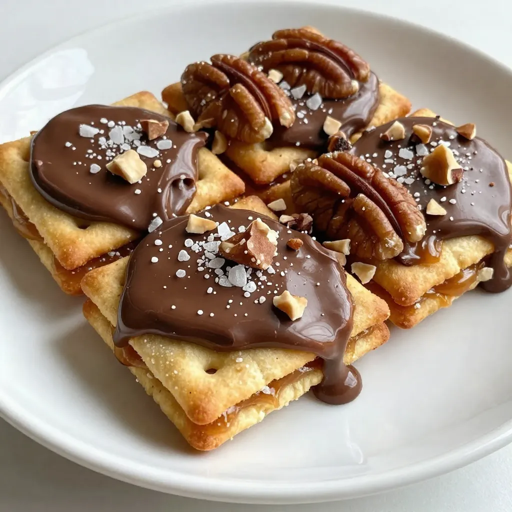 To make Christmas Crack Saltine Toffee, you will need: - 40 Saltine crackers - 1 cup unsalted butter - 1 cup brown sugar, packed - 2 cups semi-sweet chocolate chips - 1 cup chopped pecans or walnuts (optional) - Sea salt for sprinkling You can make some easy swaps for the ingredients: - Butter: You can use salted butter instead of unsalted. It adds a nice flavor. - Brown Sugar: Coconut sugar works well if you want a healthier option. - Chocolate: Try using milk chocolate or dark chocolate chips for a different taste. - Nuts: If you want nut-free, skip the nuts entirely or use seeds like sunflower seeds. These substitutions can help you tailor the recipe to your taste or dietary needs. {{ingredient_image_1}} Lining with parchment paper Start by preheating your oven to 350°F (175°C). Grab a baking sheet and line it with parchment paper. Make sure the paper hangs over the edges. This helps you lift the toffee out later. Arranging Saltine crackers Next, lay out 40 Saltine crackers in a single layer on the baking sheet. Cover the whole surface. This step is key for even toffee coverage. Melting butter and mixing with brown sugar In a medium saucepan, melt 1 cup of unsalted butter over medium heat. Once the butter melts, add 1 cup of packed brown sugar. Stir the mix until it boils gently. Cooking tips for boiling Let the mix boil for 2-3 minutes without stirring. This helps achieve that rich toffee flavor. Watch it closely to avoid burning. Timing for baking Pour the hot toffee mix evenly over the Saltine crackers. Use a spatula to spread it out gently. Bake it in the oven for 5-6 minutes. You want it bubbly and golden. Melting chocolate and spreading tips After baking, remove the sheet from the oven. Immediately sprinkle 2 cups of semi-sweet chocolate chips on top. Let them sit for a few minutes to melt. This makes spreading easier. Adding nuts and sea salt Once melted, spread the chocolate with a spatula. For extra crunch, add 1 cup of chopped pecans or walnuts if you like. Finally, sprinkle a dash of sea salt on top. This adds a nice flavor contrast. To get the best results with your Christmas Crack, follow these tips. First, set your oven to 350°F (175°C). This temperature works well for toffee. Keep an eye on it while baking. The toffee should be bubbly and golden. This usually takes about 5-6 minutes. To check for doneness, look for a rich golden color. If it looks too light, give it a minute more. Avoid opening the oven door too often, as this can change the heat. Choose the right tools for your Christmas Crack. Use a rimmed baking sheet to catch any overflow. A half-sheet pan works well. Line it with parchment paper for easy removal. For spreading the toffee and chocolate, a silicone spatula is best. It helps you get an even spread without sticking. A sharp knife or a bench scraper can help when breaking the toffee into pieces later. One common mistake is overheating the toffee mixture. When boiling the butter and sugar, keep it to a gentle boil. If it cooks too long, the toffee can burn. As for the chocolate, another mistake is not spreading it evenly. Once the chocolate melts, use your spatula to cover the toffee fully. This ensures every bite has that rich chocolate taste. Pro Tips Tip Title: Use Quality Chocolate: Opt for high-quality semi-sweet chocolate chips for a richer flavor and smoother texture. Tip Title: Watch the Toffee: Keep an eye on the toffee as it bakes; it can go from golden to burnt quickly. Tip Title: Let It Cool: Allow the toffee to cool completely before breaking it apart for clean edges and less mess. Tip Title: Experiment with Toppings: Feel free to add different nuts or even crushed candy canes for a festive twist! {{image_2}} You can make Christmas Crack even tastier. Try adding spices like cinnamon or a splash of vanilla. These small changes add warmth and depth to the flavor. If you want, you can also swap nuts or leave them out entirely. This lets you customize it to your taste or to those who have nut allergies. Holiday flavors can make your treat even more special. Think about adding peppermint extract or crushed candy canes for a festive twist. You can also use seasonal nuts like pistachios or hazelnuts. These variations not only look great but also add unique tastes that fit the season. If you have dietary needs, you can still enjoy this treat. Use vegan butter and dairy-free chocolate chips for a vegan version. For those who need gluten-free options, swap Saltine crackers for gluten-free crackers. This way, everyone can enjoy this delightful holiday treat without worry. To keep your Christmas Crack fresh, use an airtight container. This helps prevent moisture from making it soggy. Glass or plastic containers work well. Store it in a cool, dry place. Avoid direct sunlight or heat sources. If you live in a humid area, the fridge might be a good option. Just let it come to room temperature before serving. Christmas Crack can last up to two weeks at room temperature. If stored in the fridge, it can last up to three weeks. Check for signs of spoilage, like a stale taste or soft texture. If it loses its crunch, it’s time to toss it. You can freeze Christmas Crack for longer storage. First, allow it to cool completely. Then, wrap it tightly in plastic wrap and place it in a freezer-safe bag. It can last up to three months in the freezer. To thaw, simply leave it at room temperature for a few hours. Enjoy your treat without worry! To reduce stickiness, you can adjust the sugar content. Use a bit less brown sugar. This change helps the toffee set better. You can also let the toffee cool longer. The longer it cools, the firmer it gets. If your toffee is still sticky, try chilling it in the fridge. This will also help it harden. Yes, you can use other crackers. Some people like to use graham crackers or even butter crackers. These options give a different taste. You can also try rice crackers for a gluten-free version. Just keep the same baking method for best results. To break the toffee into pieces, use a sharp knife. First, score the toffee gently with the knife. Then, snap it apart with your hands. You can also place it in the fridge for a bit. Cold toffee is easier to break. For uniform pieces, use a ruler to measure before cutting. This guide explains how to make delicious toffee using simple ingredients. You learned about essential items like Saltine crackers, butter, brown sugar, and more. We covered step-by-step baking instructions and helpful tips to avoid mistakes. Variations allow for fun changes in flavor, plus storage options keep your treats fresh longer. Toffee is easy and fun to make. Try different flavors and enjoy the results!