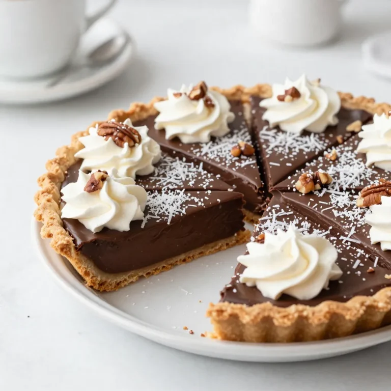 - 1 pre-made graham cracker crust - 1 cup semi-sweet chocolate chips - 1 cup heavy whipping cream - 1/2 cup sweetened shredded coconut - 1/2 cup chopped pecans - 1/2 cup granulated sugar - 1/4 cup unsweetened cocoa powder - 1 teaspoon vanilla extract - Pinch of salt You can swap the graham cracker crust for a cookie crust if you like. An Oreo crust adds a great flavor twist. If you want to avoid nuts, leave out the pecans. You can also replace them with more coconut. For a lighter touch, try using coconut cream instead of heavy cream. The semi-sweet chocolate chips give the pie its rich chocolate flavor. They melt down easily and mix well with cream. Heavy whipping cream makes the filling light and fluffy. It whips to soft peaks, which creates a nice texture. Sweetened shredded coconut adds a chewy bite and sweetness. Chopped pecans give crunch and a nutty taste. Cocoa powder deepens the chocolate flavor and adds richness. Finally, vanilla extract brings warmth and enhances all the flavors. {{ingredient_image_1}} First, grab a microwave-safe bowl. Add 1 cup of semi-sweet chocolate chips to it. Heat the chocolate in the microwave for 30 seconds. Take it out and stir. If it isn't smooth, heat it again for 15 seconds. Repeat until the chocolate melts completely. Let it cool for a bit. This step is key for a creamy filling. Next, take another bowl. Pour in 1 cup of heavy whipping cream. Use an electric mixer to whip the cream. Keep mixing until soft peaks start to form. Then, add 1/2 cup of granulated sugar, 1/4 cup of unsweetened cocoa powder, 1 teaspoon of vanilla extract, and a pinch of salt. Keep whipping until you see stiff peaks. This makes your filling light and fluffy. Now it's time to mix! Gently fold the melted chocolate into the whipped cream. Be careful not to deflate the cream. Once blended, add 1/2 cup of sweetened shredded coconut and 1/2 cup of chopped pecans. Fold them in lightly. Next, spoon the mixture into your pre-made graham cracker crust. Spread it evenly. Cover the pie with plastic wrap and place it in the fridge for at least 4 hours. This helps it set perfectly. Enjoy the process; you’re making a pie that everyone will love! To make whipped cream that stands tall, use cold heavy cream. Start with an electric mixer and beat it on medium speed. Watch for soft peaks first. Then, slowly add granulated sugar, cocoa powder, vanilla extract, and a pinch of salt. Keep mixing until you see stiff peaks. This means the cream holds its shape and won’t fall. If you over-mix, it may turn into butter. So, stop once you see those perfect peaks. Folding is key to keeping your mixture light. Use a rubber spatula for this task. Start by adding a small amount of the chocolate mix to the whipped cream. Gently stir it in to lighten the cream. Then, add the rest of the chocolate. Use a sweeping motion to combine, but be careful not to deflate the whipped cream. When you add coconut and pecans, fold them in gently. This keeps the texture airy and fluffy. After filling your graham cracker crust, cover it well with plastic wrap. Refrigerate the pie for at least 4 hours. This waiting time helps the filling set properly. If you want a firmer pie, let it chill overnight. The longer it cools, the better the flavors blend. Before serving, check that it holds its shape. If it feels too soft, let it chill a bit longer. Enjoy the sweet reward of your patience! Pro Tips Chocolate Tempering: Ensure the melted chocolate is slightly cooled before folding it into the whipped cream. This helps maintain the lightness of the whipped cream and prevents it from collapsing. Whipping Cream: For the best results, use cold heavy cream and chill your mixing bowl and beaters beforehand. This can help achieve a better volume and stability in your whipped cream. Setting Time: Allow the pie to set in the refrigerator for at least 4 hours, or overnight if possible. This ensures a firmer texture and makes it easier to slice. Garnishing: For a decorative touch, add extra whipped cream, toasted coconut, and pecans on top just before serving. This enhances both the visual appeal and the flavor of the pie. {{image_2}} You can change the crust for a new twist. An Oreo crust adds a rich, chocolatey flavor. Just crush the Oreos and mix them with melted butter. You can also try an almond crust. It gives a nutty taste. Blend almond flour with butter and press it into a pie dish. Both options make the pie unique. A little twist in flavor can make this pie even better. Try adding a splash of coffee. It enhances the chocolate flavor and adds depth. You can also use different nuts. Walnuts work well if you want a stronger taste. Just chop them up and fold them in like pecans. How you serve the pie can impress your guests. Garnish with whipped cream on top. A sprinkle of coconut makes it look pretty. Adding extra chopped nuts can also be nice. Use a chocolate drizzle for a fancy touch. These small details make your no-bake German chocolate pie stand out. To keep your No-Bake German Chocolate Pie fresh, store it in the fridge. Wrap the pie in plastic wrap to avoid drying out. If you have slices left, place them in an airtight container. This helps keep the pie moist and tasty. You can freeze this pie if you want to save it for later. First, wrap it tightly in plastic wrap. Then, place it in a freezer-safe container. This way, it stays fresh for up to three months. When you're ready to eat it, thaw the pie in the fridge overnight. In the fridge, your No-Bake German Chocolate Pie will last for about five days. After that, it may lose its flavor and texture. Always check for any signs of spoilage before enjoying it again. Yes, you can make this pie ahead of time. This pie actually tastes better if you let it chill overnight. Just cover it well with plastic wrap or foil. It stays fresh in the fridge for up to three days. This makes it perfect for parties or family gatherings! You will know the pie is set when it feels firm to the touch. After chilling for at least four hours, check the center. If it holds its shape without sinking, it is ready to serve. You can also gently shake the pie; if the filling jiggles slightly, it needs more time. If you don't have heavy cream, you can use coconut cream instead. Just chill a can of coconut milk overnight, then scoop out the cream. Another option is to use a mixture of milk and butter. For every cup of heavy cream, mix 3/4 cup of milk with 1/4 cup of melted butter. This gives a similar richness. This blog post covered all the essential steps for making your pie. We explored the key ingredients and how to melt chocolate and whip cream. I shared tips for achieving the best texture and ways to present your dessert beautifully. Remember, you can always make fun variations to suit your taste. Store leftovers properly to enjoy later. With these tips, you can create a delicious pie that impresses everyone. Dive in and bake with confidence!