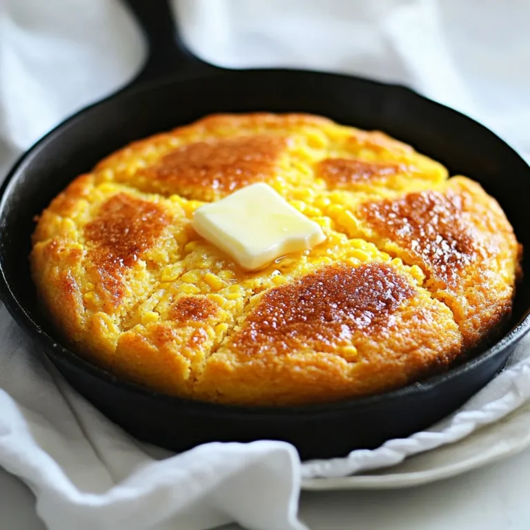 - 1 cup cornmeal - 1 cup all-purpose flour - 1/4 cup granulated sugar Cornmeal is the heart of Southern cornbread. It gives it that rich, grainy texture. All-purpose flour helps the bread rise and adds structure. Granulated sugar adds a touch of sweetness, balancing the flavors. - 1 cup buttermilk - 2 large eggs - 1/4 cup unsalted butter, melted Buttermilk makes the cornbread moist and tender. If you don't have buttermilk, you can mix milk with a bit of vinegar to create your own. Eggs provide binding and help with leavening. Unsalted butter adds a rich, buttery flavor. - 1/2 cup corn kernels - 1/4 teaspoon cayenne pepper Corn kernels add a lovely sweetness and texture to the bread. If you want a spicy kick, cayenne pepper works well. It adds depth without overpowering the other flavors. {{ingredient_image_1}} First, preheat your oven to 400°F (200°C). This heat helps the cornbread rise well and get a nice crust. Next, grease your 9-inch square baking dish or a cast-iron skillet. Use a little butter or oil to coat the bottom and sides. This step keeps the cornbread from sticking. In a large bowl, whisk together the following dry ingredients: - 1 cup cornmeal - 1 cup all-purpose flour - 1/4 cup granulated sugar - 1 tablespoon baking powder - 1/2 teaspoon salt If you want some heat, add 1/4 teaspoon cayenne pepper. This spice gives a nice kick to the cornbread. Make sure to mix these well so every bite has flavor. Now, in another bowl, prepare the wet mixture. Combine: - 1 cup buttermilk (or homemade buttermilk) - 2 large eggs - 1/4 cup unsalted butter, melted Whisk these together until they blend well. Then, pour this wet mix into the dry ingredients. Mix gently until just combined. It's okay if the batter has a few lumps. Overmixing can make the cornbread tough. Next, fold in 1/2 cup corn kernels. Gently mix until the corn is evenly spread throughout the batter. Carefully remove the hot baking dish from the oven. Pour the cornbread batter into it. Spread the batter evenly to ensure even baking. Bake for 20-25 minutes. You’ll know it’s ready when the top is golden brown. A toothpick inserted in the center should come out clean. Let the cornbread cool for about 5 minutes before you cut it into squares. Enjoy it warm! For cornbread, you want a moist and fluffy texture. Achieving this starts with the right consistency in your batter. Aim for a smooth mixture, but remember, a few lumps are okay. This helps keep the cornbread light. Do not overmix your batter. Overmixing can make your cornbread dense and tough. Mix just until the dry ingredients are combined with the wet ones. This simple step is crucial for a soft, tender crumb. To make your cornbread pop with flavor, try adding some fun ingredients. You can mix in fresh herbs like chives or parsley for a fresh taste. Cheese, like sharp cheddar, can also add a creamy richness. If you like a bit of heat, consider adjusting the spice level. Add more cayenne pepper for a kick, or try diced jalapeños. These small changes can elevate your cornbread from good to great. Presentation matters! Serve your cornbread right in the skillet or baking dish. This adds a rustic charm to your meal. You can also garnish with fresh herbs or a pat of butter on top. It looks great and tastes even better. Pair your cornbread with classic Southern dishes. It goes well with chili, barbecue, or even a warm bowl of soup. The sweet and savory balance makes it a versatile side. Enjoy experimenting with different pairings! Pro Tips Use Fresh Corn: Fresh corn kernels can enhance the sweetness and texture of your cornbread. If using frozen, ensure they are thawed and drained to avoid excess moisture. Don’t Overmix: Mix the batter until just combined to keep your cornbread light and fluffy. Overmixing can lead to a dense texture. Customize the Heat: Adjust the amount of cayenne pepper to cater to your spice preference. You can also add diced jalapeños for a different kick. Serve Warm: Cornbread is best enjoyed warm. Serve it straight from the oven with butter for a delightful treat. {{image_2}} You can change up your Southern cornbread with fun flavors. Adding bacon brings a smoky taste. Just cook bacon until crispy, then chop it up and fold it into the batter. You can also add jalapeños for a spicy kick. Slice them up and mix them in for some heat. Cheese is another great option. Sharp cheddar adds a rich flavor. Use about a cup of shredded cheese and mix it into the batter. You will love the gooey texture it adds. If you want a gluten-free version, swap the all-purpose flour for a gluten-free blend. Many brands work well for baking. Just check the package for the right measurements. You can also reduce the sugar by half. This keeps the cornbread tasty without being too sweet. You can always add honey or maple syrup on top for a touch of sweetness if you like. Southern cornbread varies by region. In some areas, cooks use white cornmeal. Others prefer yellow cornmeal. Each type gives a different taste and texture. Traditional methods also differ. Some people fry their cornbread in cast iron skillets. This gives a nice crust. Others bake it in a pan for a softer top. Each method has its fans, and both make tasty cornbread. To keep your cornbread fresh, wrap it in plastic wrap. You can also place it in an airtight container. This helps keep it moist. Store the cornbread in the fridge. It will last about 3 to 4 days. If you want it to last longer, consider freezing it. Freezing cornbread is simple. First, let it cool completely. Then, cut it into squares. Wrap each piece tightly in plastic wrap. After wrapping, place them in a freezer bag. You can freeze cornbread for up to 3 months. When you're ready to eat, just take out a piece. To thaw, leave it in the fridge overnight. You can also thaw it at room temperature for a few hours. For quick thawing, use the microwave on low power. To reheat cornbread, the oven works best. Preheat your oven to 350°F (175°C). Place the cornbread on a baking sheet. Cover it with foil to keep it from drying out. Heat for about 10-15 minutes until warm. You can also use the microwave. Place a piece on a plate and cover it with a damp paper towel. Heat for about 20-30 seconds. This method keeps the texture soft and moist. Enjoy your warm cornbread with butter or honey! To keep your cornbread moist, use buttermilk. Buttermilk adds richness and flavor. Another tip is to avoid overmixing the batter. Just mix until it's combined. Also, adding corn kernels helps with moisture. Lastly, let the cornbread cool briefly before serving. This allows it to set and stay moist. Yes, you can use regular milk. If you don’t have buttermilk, make your own. Mix one cup of milk with one tablespoon of vinegar or lemon juice. Let it sit for five minutes. This simple trick gives you a good substitute for buttermilk in your cornbread. Check the color and texture of your cornbread. It should be golden brown on top. Insert a toothpick into the center. If it comes out clean, your cornbread is done. If it has wet batter on it, bake for a few more minutes. This ensures a fluffy and perfect cornbread every time. In this post, we explored how to make scrumptious cornbread. We covered key ingredients like cornmeal and buttermilk, with tips for perfect texture and taste. Each step, from mixing to baking, helps you create the best cornbread. Don't forget to try flavor variations for more fun. Store leftovers properly to enjoy later. Keeping these tips in mind will help you bake cornbread that everyone will love. Enjoy your baking journey and share your creations!