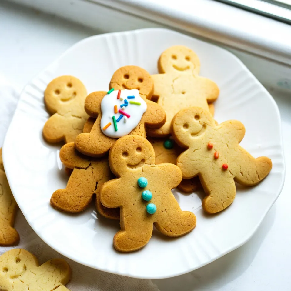 For these soft and chewy gingerbread man cookies, you will need the following ingredients: - 3 cups all-purpose flour - 1 tablespoon ground ginger - 1 tablespoon ground cinnamon - 1 teaspoon baking soda - 1/2 teaspoon salt - 1/2 cup unsalted butter, softened - 1/2 cup brown sugar, packed - 1/2 cup granulated sugar - 1 large egg - 1/2 cup unsulfured molasses - 1 teaspoon vanilla extract - Royal icing (optional for decorating) - Assorted sprinkles (optional for decorating) These ingredients create a rich, spiced dough. The molasses gives the cookies their deep flavor and chewy texture. The mix of spices adds warmth and comfort, perfect for the holidays. Each item plays a big role in the taste and texture of your cookies. Be sure to use fresh spices for the best flavor. {{ingredient_image_1}} Start by gathering your dry ingredients. In a medium bowl, whisk together: - 3 cups all-purpose flour - 1 tablespoon ground ginger - 1 tablespoon ground cinnamon - 1 teaspoon baking soda - 1/2 teaspoon salt Mix them well to combine. This step is key for even flavor. In a large bowl, cream together: - 1/2 cup unsalted butter, softened - 1/2 cup brown sugar, packed - 1/2 cup granulated sugar Beat these until light and fluffy. Then add: - 1 large egg - 1/2 cup unsulfured molasses - 1 teaspoon vanilla extract Mix until everything is well blended. Gradually add your dry mix to the wet ingredients. Stir until combined. The dough will be thick. Divide it into two equal portions. Wrap each in plastic wrap and refrigerate for at least 1 hour. Chilling makes rolling easier. Preheat your oven to 350°F (175°C). Line baking sheets with parchment paper. On a floured surface, roll out one piece of dough to about 1/4-inch thick. Use cookie cutters to cut out gingerbread men shapes. Place them on the prepared sheets, leaving space in between. Bake the cookies for 8-10 minutes. The edges should be firm, and centers remain soft. Once baked, remove from the oven. Let them cool on the sheets for 5 minutes before transferring to a wire rack. Once the cookies are cool, it’s time to decorate. Use royal icing and assorted sprinkles. Let your creativity flow! Make each gingerbread man unique and fun. Enjoy the process! To get soft and chewy gingerbread cookies, use the right amount of molasses. Molasses adds moisture. It makes cookies soft. Also, do not over-bake them. Bake until the edges are firm but the centers are soft. This keeps them chewy. Chilling the dough helps too. It makes rolling easier and improves texture. When rolling out the dough, use a floured surface. This prevents sticking. Roll to about 1/4-inch thick. If it is too thick, cookies will be hard. Use cookie cutters to cut shapes quickly. Dip the cutters in flour to avoid sticking. Place cookies on a lined baking sheet. Leave space between them to expand. You can store leftover dough in plastic wrap. Keep it in the fridge for up to a week. If you want to freeze it, wrap it tightly. Frozen dough lasts for three months. When ready to use, thaw it in the fridge overnight. Then roll and cut as usual. This way, you can make fresh cookies anytime! Pro Tips Chill the Dough: Refrigerating the dough not only makes it easier to roll out but also helps the cookies maintain their shape during baking. Use Parchment Paper: Line your baking sheets with parchment paper to prevent the cookies from sticking and ensure even baking. Check for Doneness: Keep an eye on the cookies during the last few minutes of baking. They should be set around the edges but still soft in the center. Decorating Tips: Let the cookies cool completely before decorating to prevent the icing from melting. Use a piping bag for more precise designs. {{image_2}} You can make your gingerbread men unique by adding spices. Try mixing in 1/2 teaspoon of ground cloves or nutmeg. These spices can give a warm, rich flavor to your cookies. You can also add a pinch of black pepper for a subtle kick. Experiment with these options to create your perfect blend. Decorating your cookies adds fun and flair. Use royal icing to create colorful designs. You can pipe shapes, letters, or even patterns. For a festive touch, sprinkle edible glitter or colored sugar on top. Add chocolate chips for eyes or buttons. Your gingerbread men can be as simple or fancy as you want! If you need gluten-free cookies, swap all-purpose flour for a gluten-free blend. Look for a mix that includes xanthan gum. This helps the cookies hold together. You can also use almond or coconut flour, but you may need to adjust the amount. The result will still be soft and chewy, perfect for everyone to enjoy! To keep your baked cookies soft and chewy, store them in an airtight container. This helps lock in moisture. Make sure the cookies are completely cool before storing. If they are warm, they can create steam and become soggy. Layer parchment paper between the cookies to prevent them from sticking together. You can freeze both the dough and the baked cookies. For dough, wrap it tightly in plastic wrap and place it in a freezer bag. It can last up to three months. When you're ready to bake, thaw it overnight in the fridge. For baked cookies, let them cool entirely. Then, place them in a freezer-safe container. They can last up to three months as well. Use glass or plastic containers with tight-fitting lids for the best results. These containers help keep air out and moisture in. Avoid metal containers, as they may cause the cookies to dry out. For extra freshness, place a slice of bread in the container. The bread will help keep the cookies soft. To keep your cookies soft, watch your baking time. Bake them until the edges are firm but the centers are still soft. Let them cool on the baking sheet for five minutes. Then, move them to a wire rack to cool fully. You can also store them in an airtight container with a slice of bread. The bread adds moisture, helping your cookies stay soft longer. Yes, you can use other sweeteners. Honey or maple syrup can replace sugar. Keep in mind that using liquid sweeteners may change the dough's texture. You might need to adjust the flour amount if you use these types of sweeteners. If you don’t have molasses, you can use dark corn syrup or honey. They will add sweetness and a bit of flavor. However, they will not give the same rich taste as molasses. If you want to mimic molasses flavors, mix brown sugar with some water. These cookies can last about one week at room temperature. Store them in an airtight container to keep them fresh. If you want them to last longer, freeze them. Baked cookies can stay in the freezer for up to three months. Yes, you can make these cookies without eggs. Use a flaxseed meal or applesauce as a binder. For each egg, mix one tablespoon of flaxseed meal with three tablespoons of water. Let it sit for a few minutes until it thickens. You can also use 1/4 cup of applesauce for each egg. In this blog post, we explored how to make delicious gingerbread cookies. We covered essential ingredients, step-by-step instructions, and handy tips for a perfect batch. Flavor variations and storage tips help you enjoy cookies longer. Remember, adjust spices to fit your taste. Baking cookies can be fun and creative. So gather your supplies, follow the steps, and enjoy this tasty treat with friends and family. Happy baking!